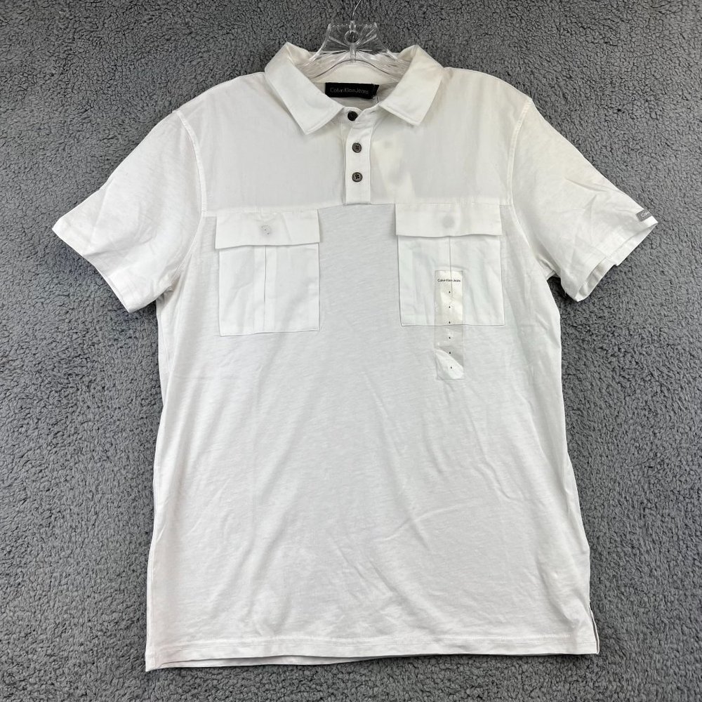 New Calvin Klein Polo‎ Shirt Men's S Double Pocket Button Front